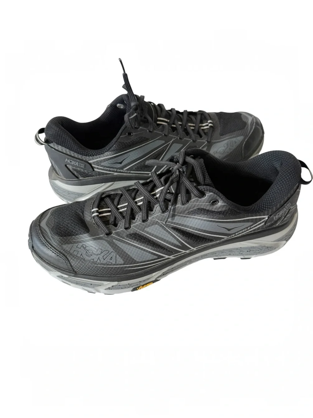 HOKA One One Mens Mafate Speed 2 Vibram Sole Black Castle Rock Sneaker Size 15‎